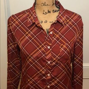 Plaid Button Down Cremieux Blouse